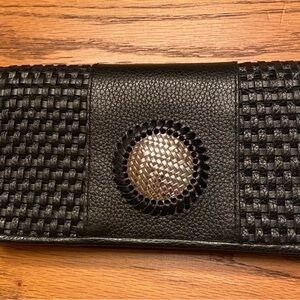 Brighton Black Woven Leather Clutch Talana Collection